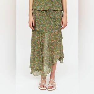 Veronica Beard Green Purple Paisley Silk Skirt Size 2